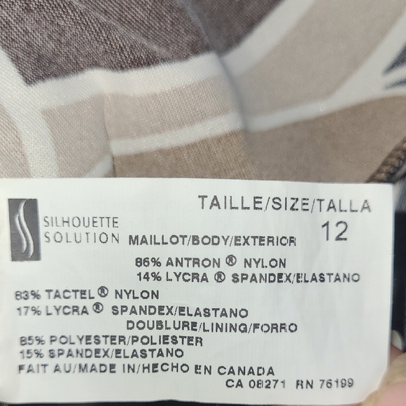 Swimwear Tank Top Brown Tan Cream Circle Cinch Built In Bra Coastal Cool Boho - Picture 4 of 7